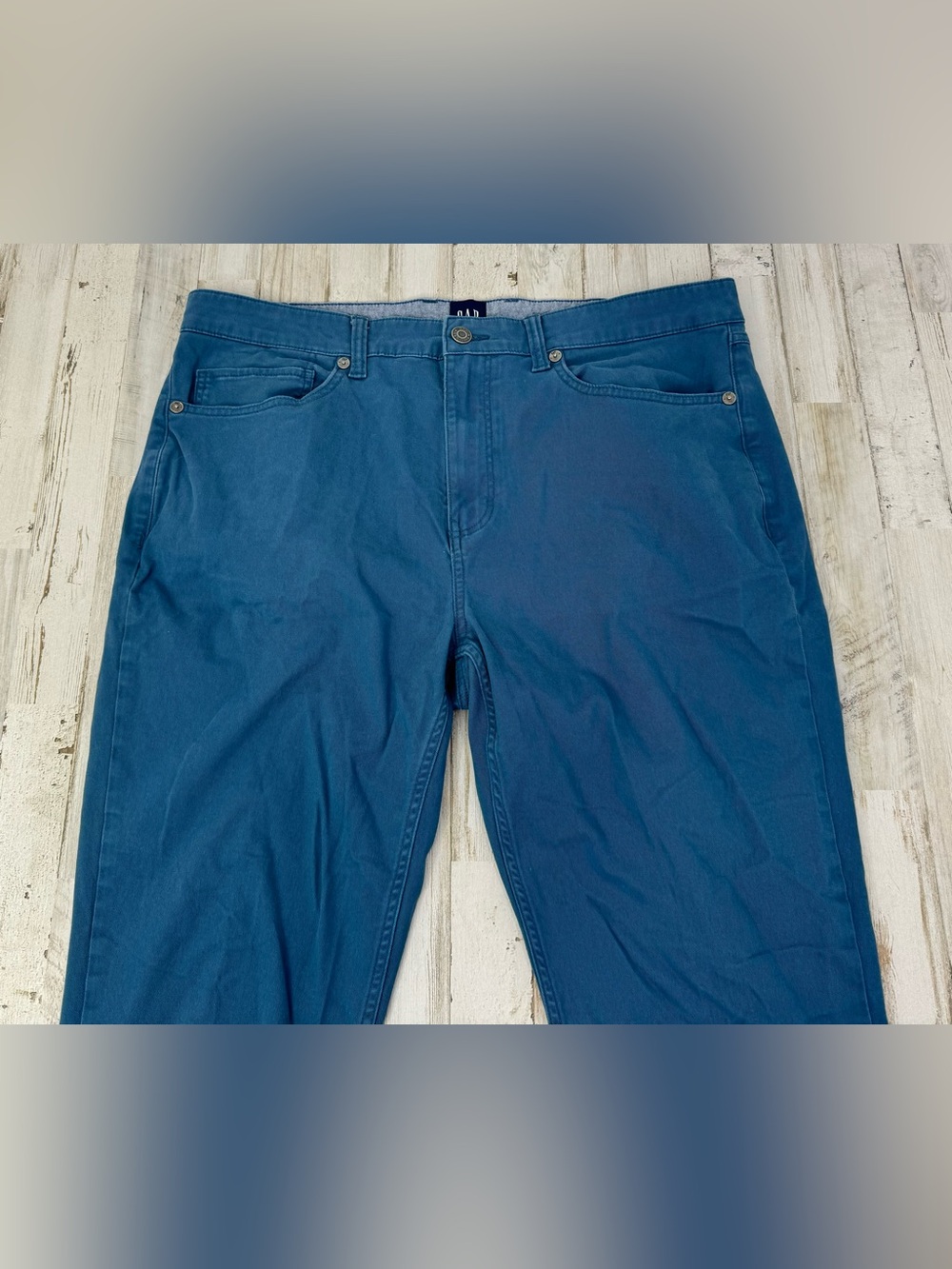 Gap Mens Straight Leg Pants Khaki Blue Size 38x29 Button Zip Close - Picture 2 of 11